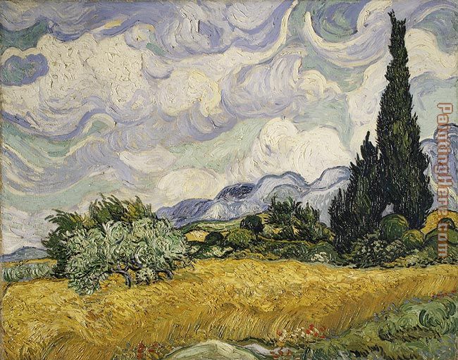 Wheat Field with Cypresses painting - Vincent van Gogh Wheat Field with Cypresses art painting